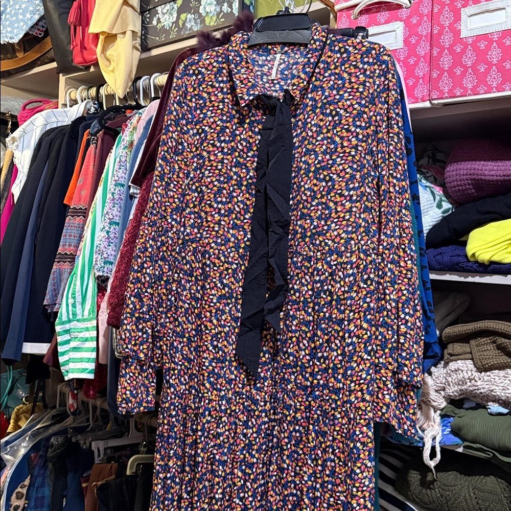 Free People Floral Long Sleeve Maxi Dress L - Picture 10 of 10